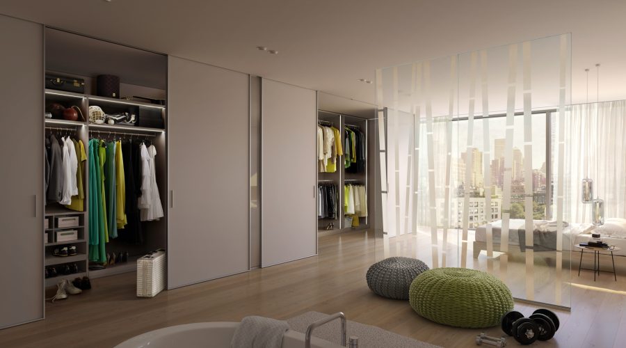 Gleittür S1200, LED, Schiebetür, Gleittürsystem, Silber, Floatglas Extraweiß, Innensystem Legno, Dekor Kaschmir, Trennwand, Ganzglastrennwand, VSG Cool White, Glas, Sliding door S1200, LED, silver, floatglass extra white, interior system Legno, decor kashmir, partition wall, all glass partition wall, VSG cool white, glass